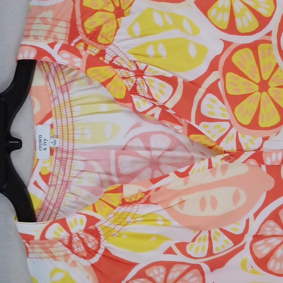 CROWN & IVY SOUTH OF THE BORDER YEL/OG/COR Sleeveless Dress NWT Size 8. - Picture 3 of 13